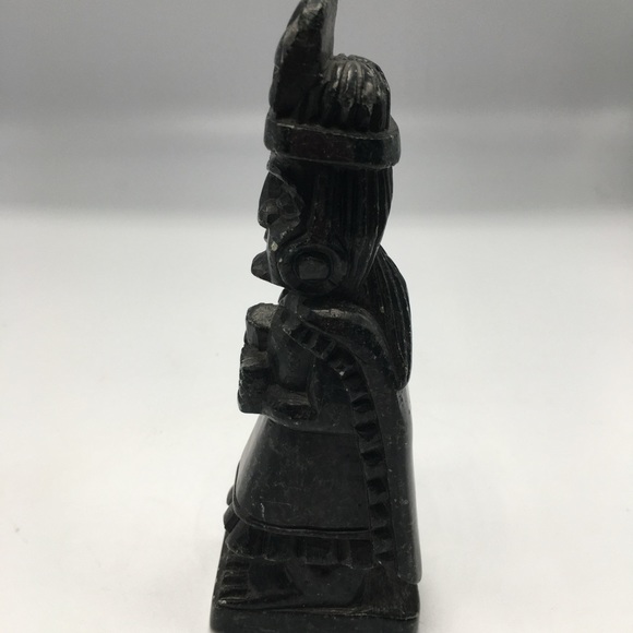 Vintage CoCo Aztec Mayan Folk Art Carved Tiki Obsidian Onyx God Statue. 6” - Picture 5 of 8